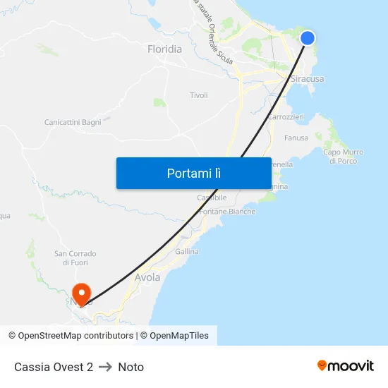 Cassia Ovest 2 to Noto map