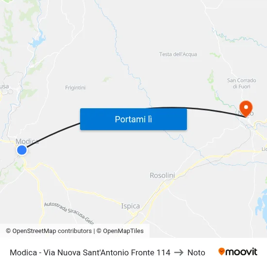 Modica - Via Nuova Sant'Antonio Fronte 114 to Noto map