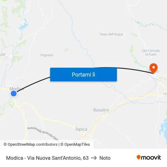 Modica - Via Nuova Sant'Antonio, 63 to Noto map