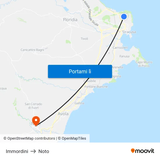 Immordini to Noto map