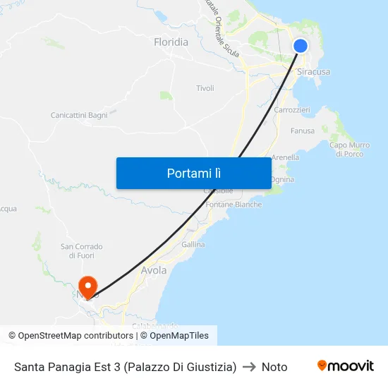 Santa Panagia Est 3 (Palazzo Di Giustizia) to Noto map