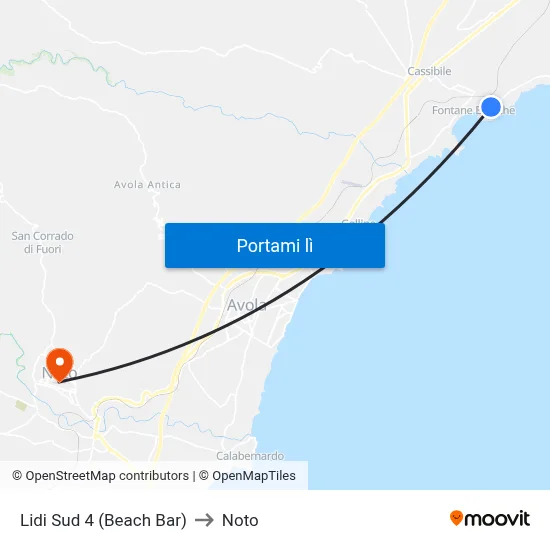 Lidi Sud 4 (Beach Bar) to Noto map