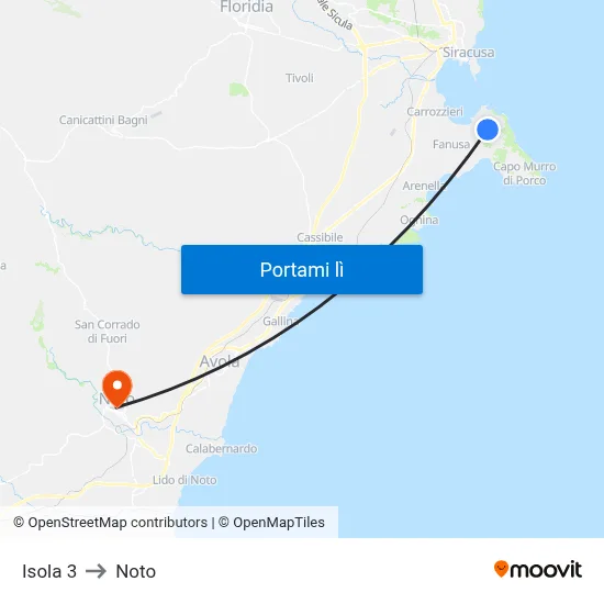 Isola 3 to Noto map