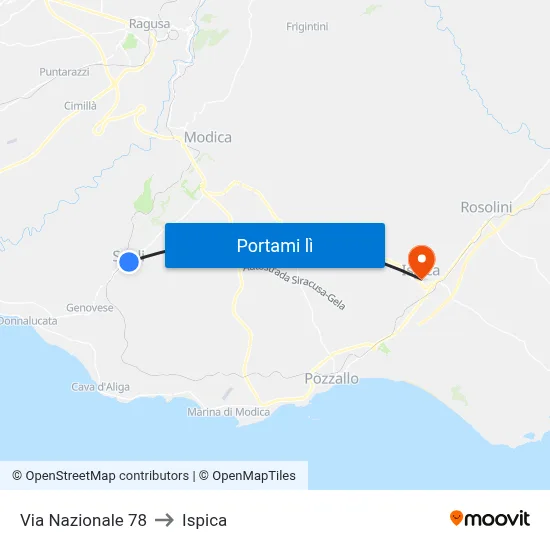 Via Nazionale 78 to Ispica map