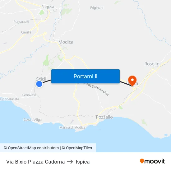 Via Bixio-Piazza Cadorna to Ispica map