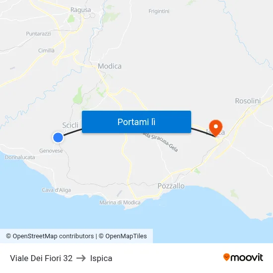 Viale Dei Fiori 32 to Ispica map