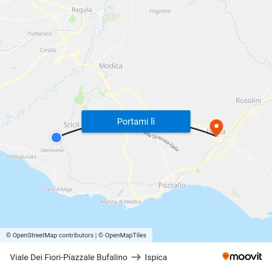 Viale Dei Fiori-Piazzale Bufalino to Ispica map
