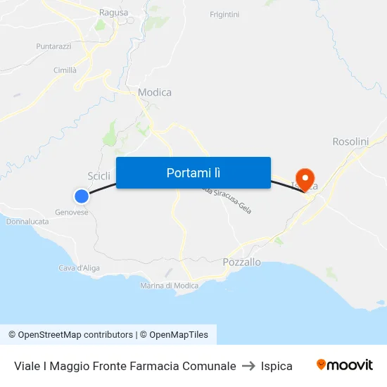 Viale I Maggio Fronte Farmacia Comunale to Ispica map