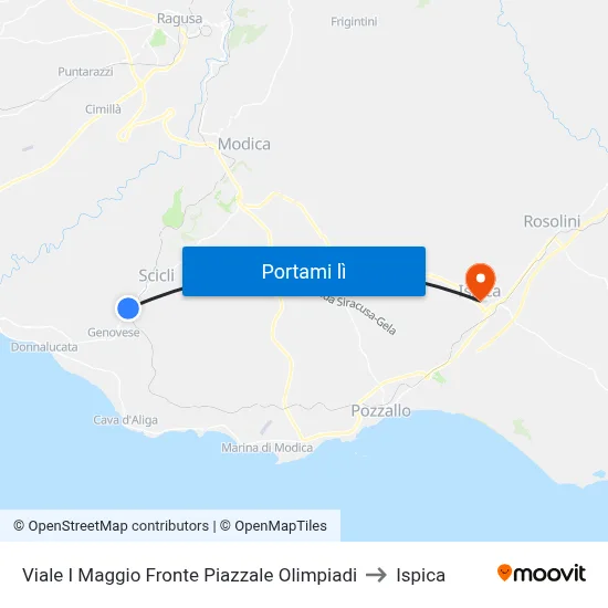 Viale I Maggio Fronte Piazzale Olimpiadi to Ispica map