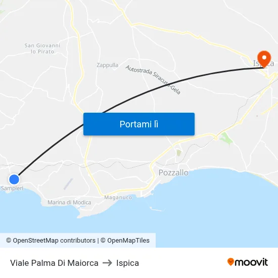 Viale Palma Di Maiorca to Ispica map