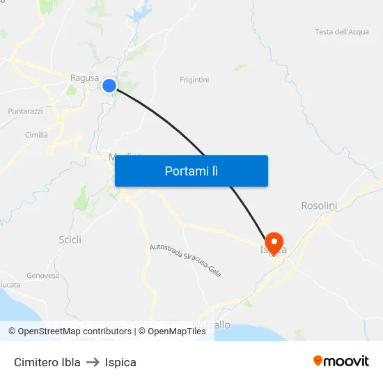 Cimitero Ibla to Ispica map
