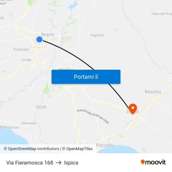 Via Fieramosca 168 to Ispica map