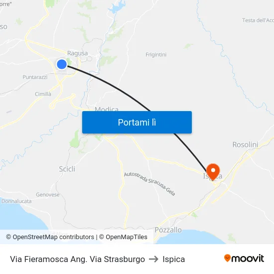 Via Fieramosca Ang. Via Strasburgo to Ispica map