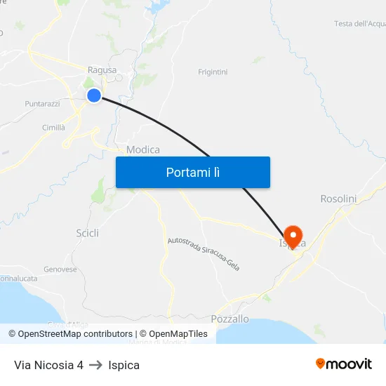 Via Nicosia 4 to Ispica map