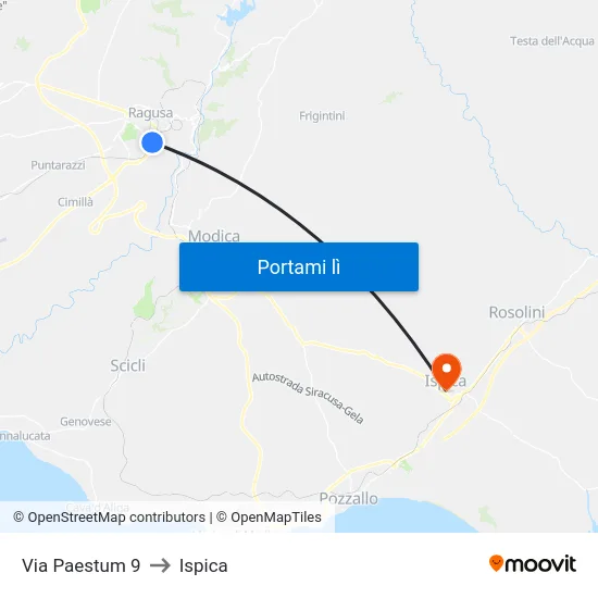 Via Paestum 9 to Ispica map