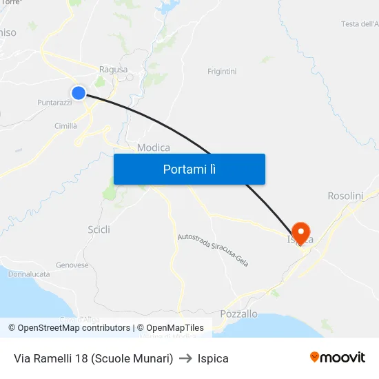 Via Ramelli 18 (Scuole Munari) to Ispica map