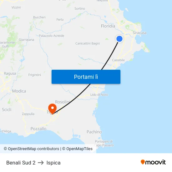 Benali Sud 2 to Ispica map