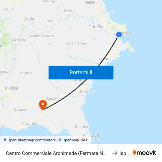 Centro Commerciale Archimede (Fermata Non Segnalata) to Ispica map