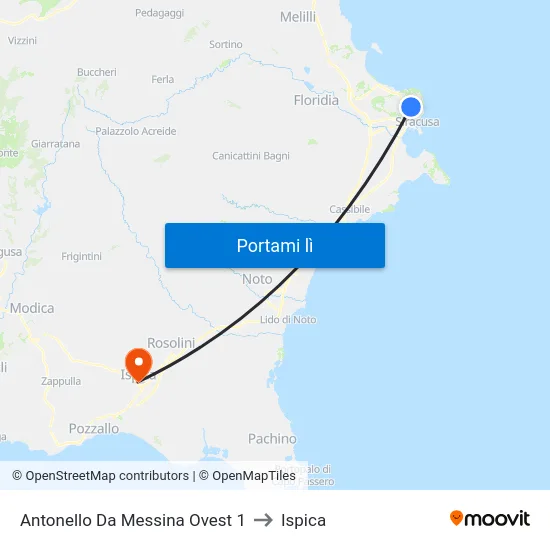 Antonello Da Messina Ovest 1 to Ispica map