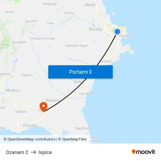 Ozanam 2 to Ispica map