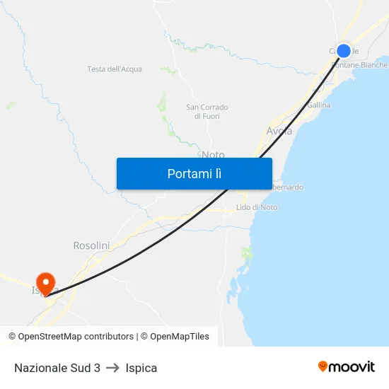 Nazionale Sud 3 to Ispica map