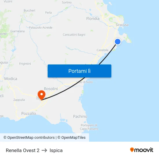 Renella Ovest 2 to Ispica map