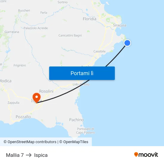 Mallia 7 to Ispica map