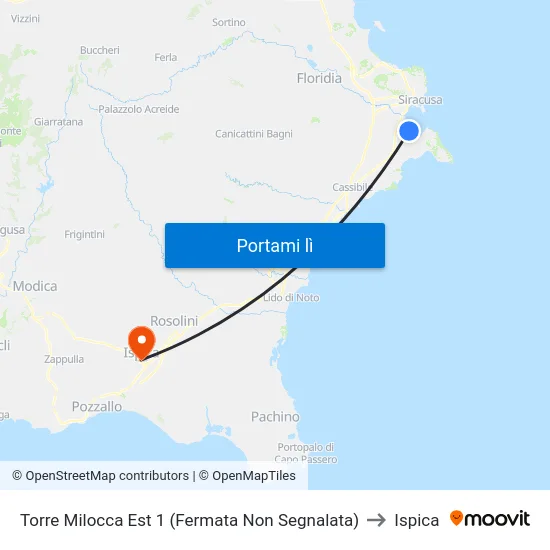 Torre Milocca Est 1 (Fermata Non Segnalata) to Ispica map