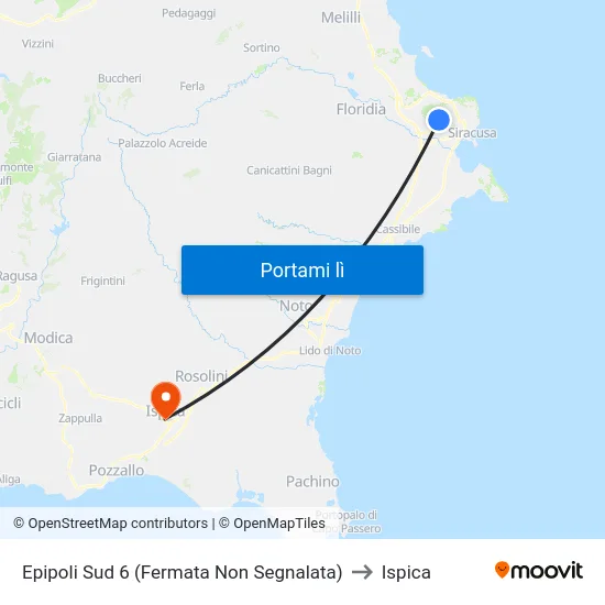 Epipoli Sud 6 (Fermata Non Segnalata) to Ispica map