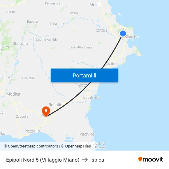 Epipoli Nord 5 (Villaggio Miano) to Ispica map