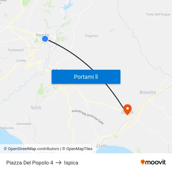 Piazza Del Popolo 4 to Ispica map