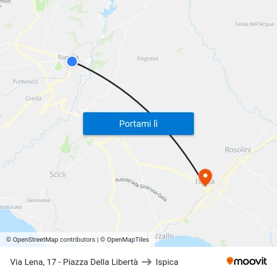 Via Lena, 17 - Piazza Della Libertà to Ispica map