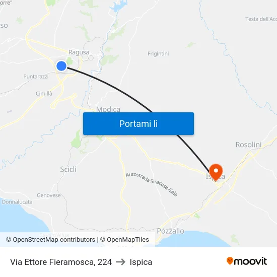 Via Ettore Fieramosca, 224 to Ispica map