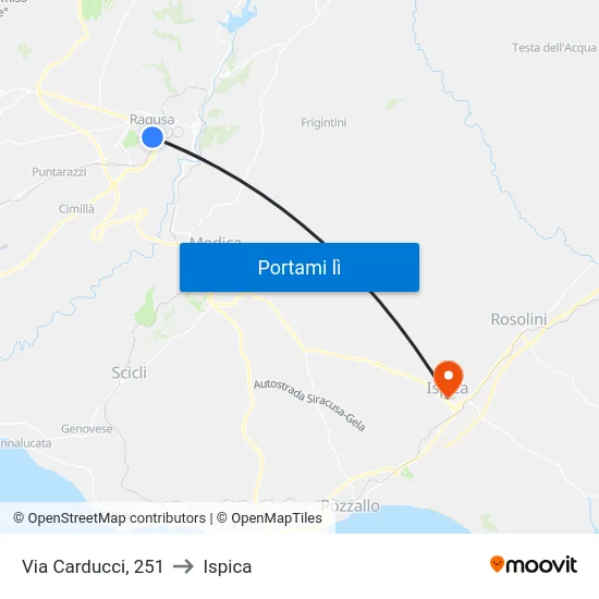 Via Carducci, 251 to Ispica map