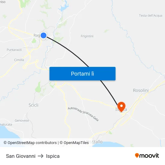 San Giovanni to Ispica map