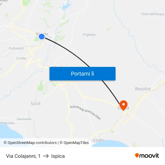 Via Colajanni, 1 to Ispica map