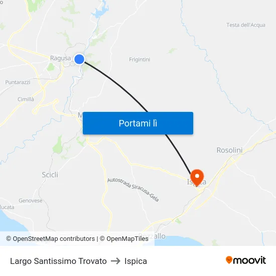 Largo Santissimo Trovato to Ispica map