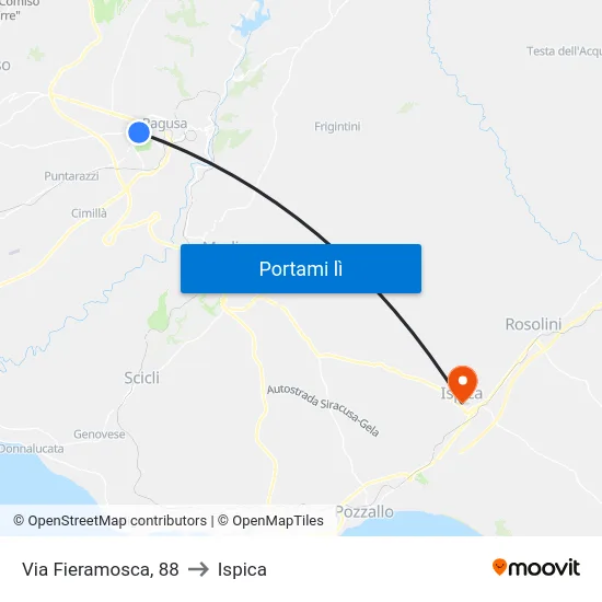 Via Fieramosca, 88 to Ispica map
