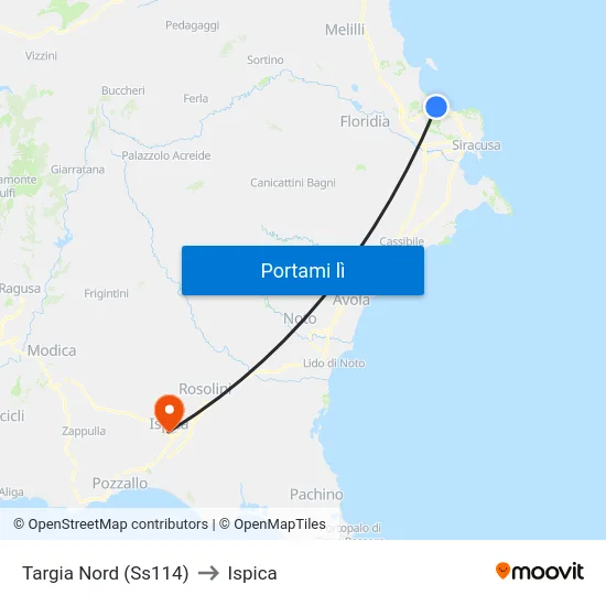 Targia Nord (Ss114) to Ispica map