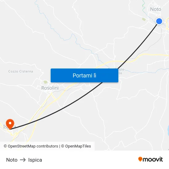 Noto to Ispica map