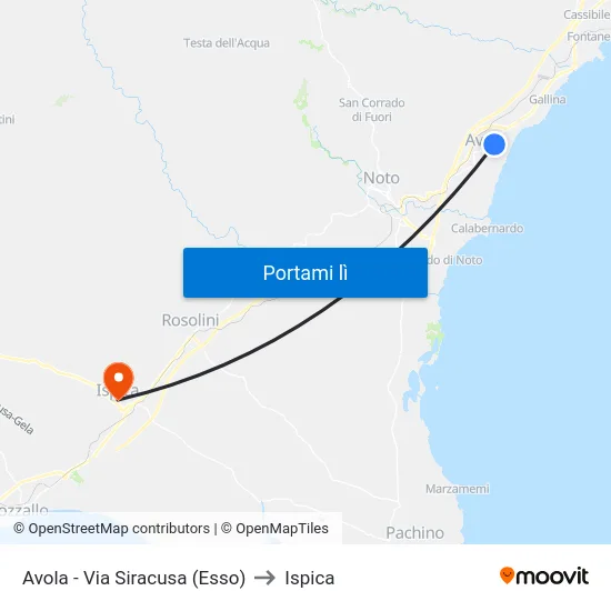 Avola - Via Siracusa (Esso) to Ispica map