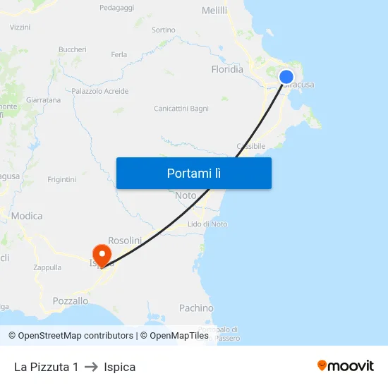 La Pizzuta 1 to Ispica map
