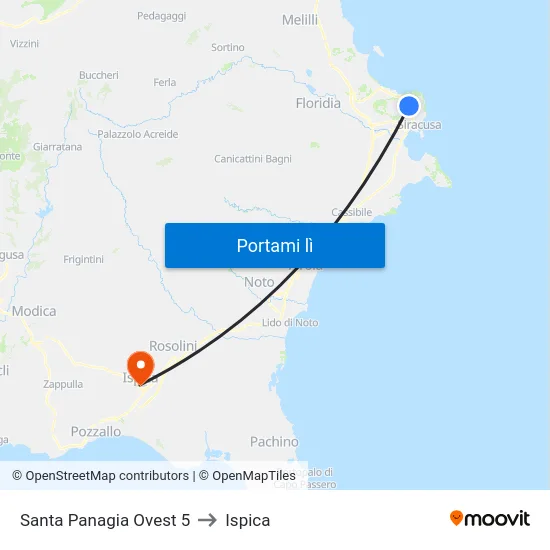 Santa Panagia Ovest 5 to Ispica map