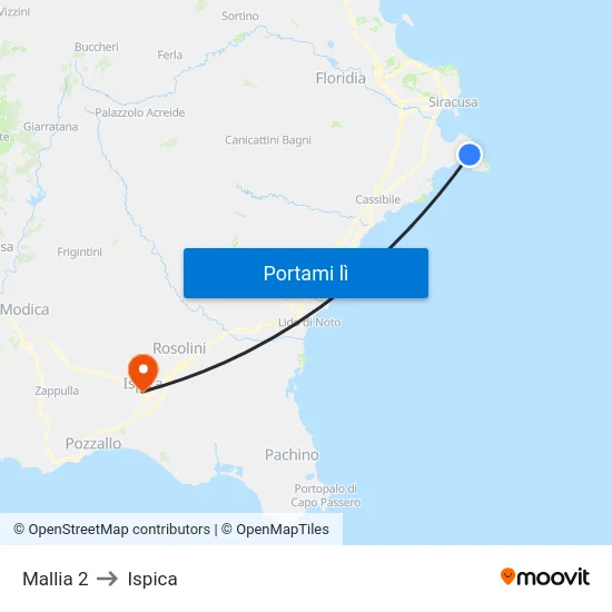 Mallia 2 to Ispica map