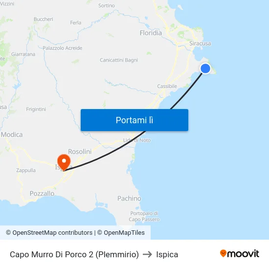 Capo Murro Di Porco 2 (Plemmirio) to Ispica map