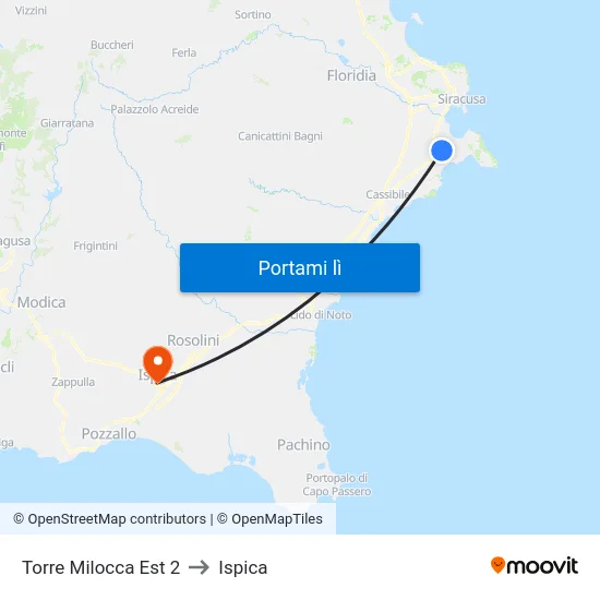 Torre Milocca Est 2 to Ispica map