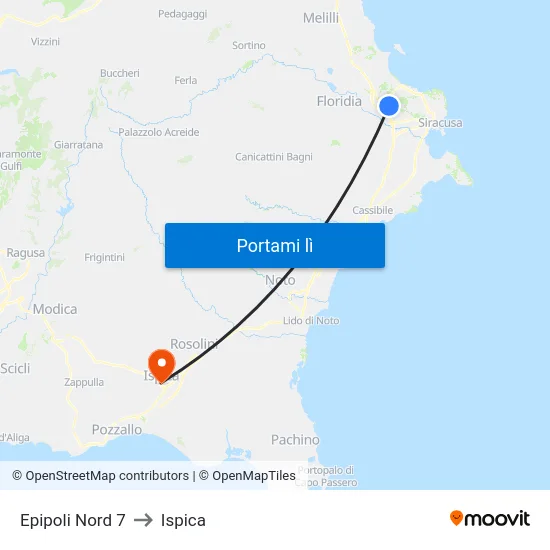 Epipoli Nord 7 to Ispica map