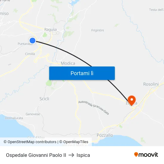 Ospedale Giovanni Paolo II to Ispica map