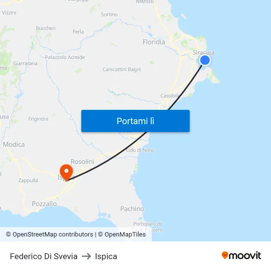 Federico Di Svevia to Ispica map