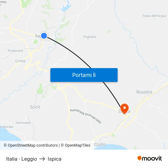 Italia - Leggio to Ispica map
